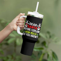 Funny Christmas Tumbler With Handle Dear Santa I Can Explain How Much Do You Know - Wonder Print Shop