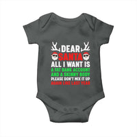 Funny Christmas Baby Onesie Dear Santa All I Want Is A Fat Bank Account Skinny Body - Wonder Print Shop