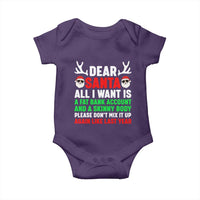 Funny Christmas Baby Onesie Dear Santa All I Want Is A Fat Bank Account Skinny Body - Wonder Print Shop