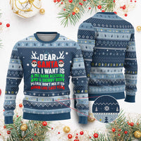 Funny Christmas Hanukkah Ugly Sweater Dear Santa All I Want Is A Fat Bank Account Skinny Body - Wonder Print Shop