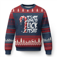 Funny Dirty Xmas Ugly Christmas Sweater It's Not Going To Lick Itself Adult Humor Cringe Candy Cane - Wonder Print Shop