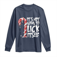 Funny Dirty Christmas Long Sleeve Shirt It's Not Going To Lick Itself Adult Humor Cringe Candy Cane - Wonder Print Shop