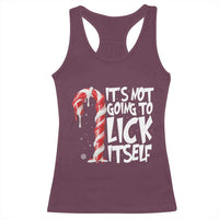 Funny Dirty Christmas Racerback Tank Top It's Not Going To Lick Itself Adult Humor Cringe Candy Cane - Wonder Print Shop