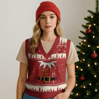 Christmas Elf Costume V-Neck Knit Sweater Vest Holiday Costume Funny Christmas Gift - Wonder Print Shop