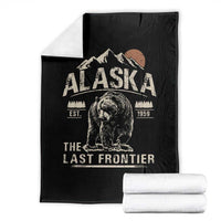 Bear Alaska The Last Frontier Throw Blanket Vintage Alaska Camping Hiking Mountain - Wonder Print Shop