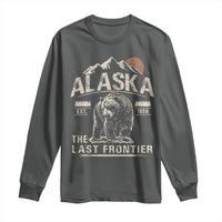 Bear Alaska The Last Frontier Long Sleeve Shirt Vintage Alaska Camping Hiking Mountain - Wonder Print Shop