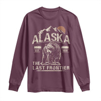 Bear Alaska The Last Frontier Long Sleeve Shirt Vintage Alaska Camping Hiking Mountain - Wonder Print Shop