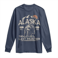 Bear Alaska The Last Frontier Long Sleeve Shirt Vintage Alaska Camping Hiking Mountain - Wonder Print Shop