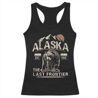 Bear Alaska The Last Frontier Racerback Tank Top Vintage Alaska Camping Hiking Mountain - Wonder Print Shop
