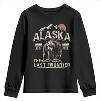 Bear Alaska The Last Frontier Youth Sweatshirt Vintage Alaska Camping Hiking Mountain - Wonder Print Shop