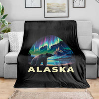 Bear Alaska Throw Blanket Alaskan Night Sky Northern Lights Aurora - Wonder Print Shop