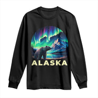 Bear Alaska Long Sleeve Shirt Alaskan Night Sky Northern Lights Aurora - Wonder Print Shop