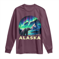 Bear Alaska Long Sleeve Shirt Alaskan Night Sky Northern Lights Aurora - Wonder Print Shop