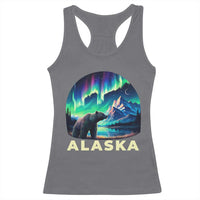 Bear Alaska Racerback Tank Top Alaskan Night Sky Northern Lights Aurora - Wonder Print Shop