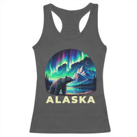 Bear Alaska Racerback Tank Top Alaskan Night Sky Northern Lights Aurora - Wonder Print Shop