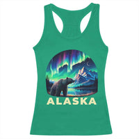 Bear Alaska Racerback Tank Top Alaskan Night Sky Northern Lights Aurora - Wonder Print Shop