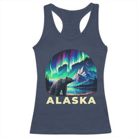 Bear Alaska Racerback Tank Top Alaskan Night Sky Northern Lights Aurora - Wonder Print Shop