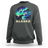 Bear Alaska Sweatshirt Alaskan Night Sky Northern Lights Aurora - Wonder Print Shop