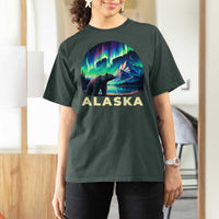 Bear Alaska T Shirt For Women Alaskan Night Sky Northern Lights Aurora - Wonder Print Shop