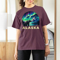 Bear Alaska T Shirt For Women Alaskan Night Sky Northern Lights Aurora - Wonder Print Shop