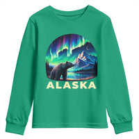 Bear Alaska Youth Sweatshirt Alaskan Night Sky Northern Lights Aurora - Wonder Print Shop