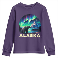 Bear Alaska Youth Sweatshirt Alaskan Night Sky Northern Lights Aurora - Wonder Print Shop
