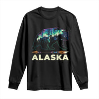 Alaska Long Sleeve Shirt Alaskan Night Sky Northern Lights Aurora Bear - Wonder Print Shop