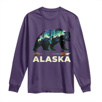 Alaska Long Sleeve Shirt Alaskan Night Sky Northern Lights Aurora Bear - Wonder Print Shop