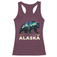 Alaska Racerback Tank Top Alaskan Night Sky Northern Lights Aurora Bear - Wonder Print Shop
