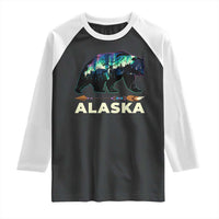 Alaska Raglan Shirt Alaskan Night Sky Northern Lights Aurora Bear - Wonder Print Shop