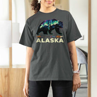Alaska T Shirt For Women Alaskan Night Sky Northern Lights Aurora Bear - Wonder Print Shop