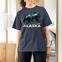 Alaska T Shirt For Women Alaskan Night Sky Northern Lights Aurora Bear - Wonder Print Shop