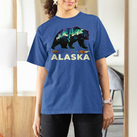 Alaska T Shirt For Women Alaskan Night Sky Northern Lights Aurora Bear - Wonder Print Shop