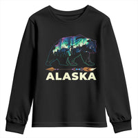 Alaska Youth Sweatshirt Alaskan Night Sky Northern Lights Aurora Bear - Wonder Print Shop