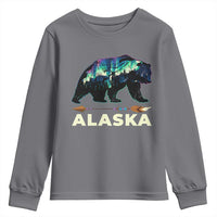 Alaska Youth Sweatshirt Alaskan Night Sky Northern Lights Aurora Bear - Wonder Print Shop