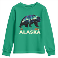 Alaska Youth Sweatshirt Alaskan Night Sky Northern Lights Aurora Bear - Wonder Print Shop