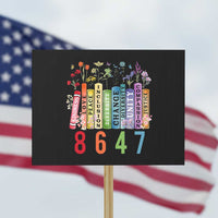 Retro 8647 Protest Sign Equal Rights Book Flower Feminist Women Rights - Wonder Print Shop