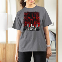 Retro 8647 T Shirt For Women Vintage USA American Flag Skull