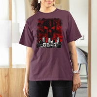 Retro 8647 T Shirt For Women Vintage USA American Flag Skull