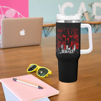Retro 8647 Tumbler With Handle Vintage USA American Flag Skull