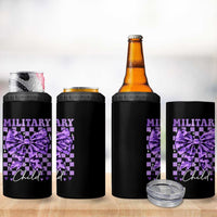 Military Child Coquette Bow 4 in 1 Can Cooler Tumbler Purple Up Camo