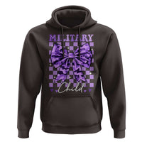 Military Child Coquette Bow Hoodie Purple Up Camo