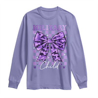 Military Child Coquette Bow Long Sleeve Shirt Purple Up Camo