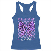 Military Child Coquette Bow Racerback Tank Top Purple Up Camo