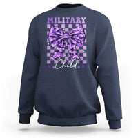 Military Child Coquette Bow Sweatshirt Purple Up Camo
