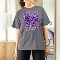 Military Child Coquette Bow T Shirt For Women Purple Up Camo