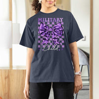 Military Child Coquette Bow T Shirt For Women Purple Up Camo