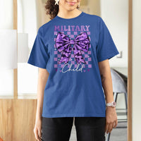 Military Child Coquette Bow T Shirt For Women Purple Up Camo