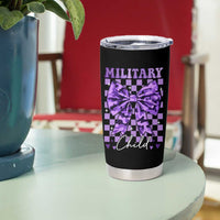 Military Child Coquette Bow Tumbler Cup Purple Up Camo