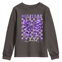 Military Child Coquette Bow Youth Sweatshirt Purple Up Camo